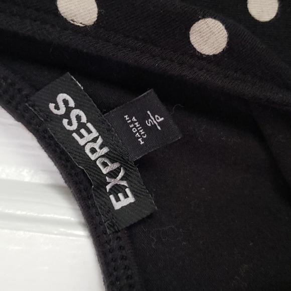 Express black and white polka dot peplum tank, size small - Picture 3 of 3